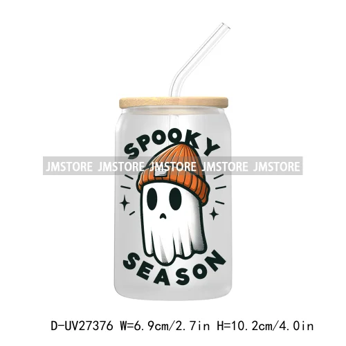 Funny Witch Ghosts Halloween Bat UV DTF Transfer Stickers Decals For Libbey Cold Cups Mugs Tumbler Waterproof Craft Spooky Vibes