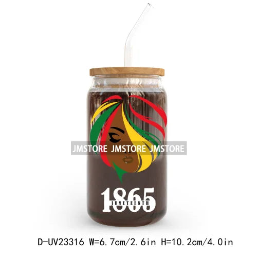 Afro Girl Woman Juneteenth 1865 Black History UV DTF Transfers Stickers Decals For Libbey Cold Cups Mugs Tumbler Waterproof Logo