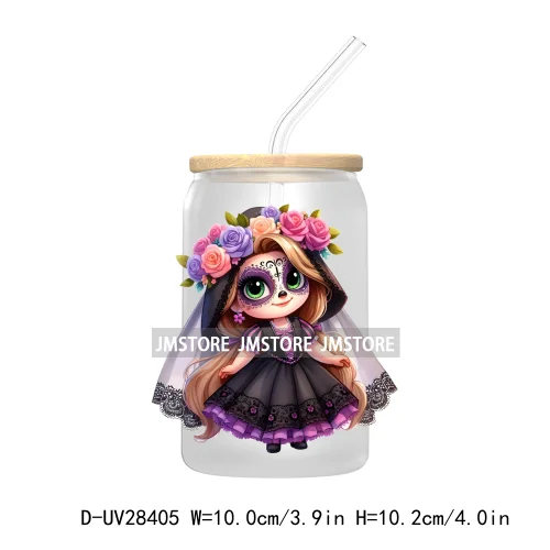 Mexican Little Princess UV DTF Transfer Stickers Decals For Libbey Cold Cups Mugs Tumbler Waterproof Craft Day of the Dead Girls