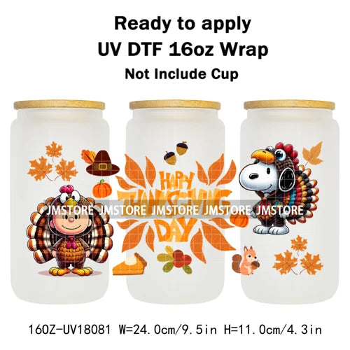 Halloween Pumpkin Spice Magical Cartoon 16OZ UV DTF Cup Wraps Ready To Apply Waterproof Transfer Stickers For Libbey Glass Can