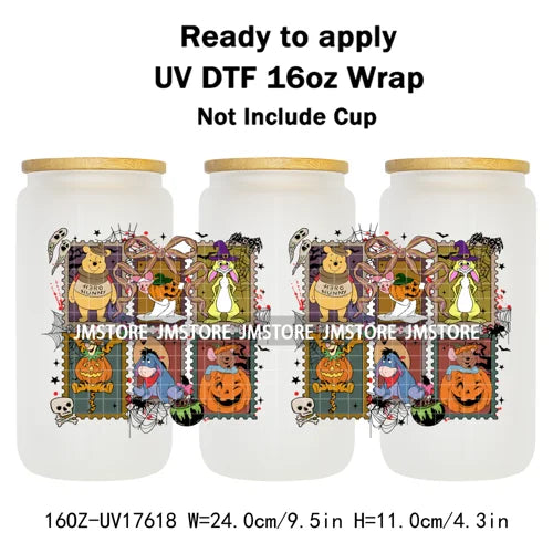 Mouse Ghost Boo Halloween Pumpkin Spooky Season UV DTF Cup Wraps Ready To Apply Transfer Stickers For Libbey Glass Can 16OZ Wrap