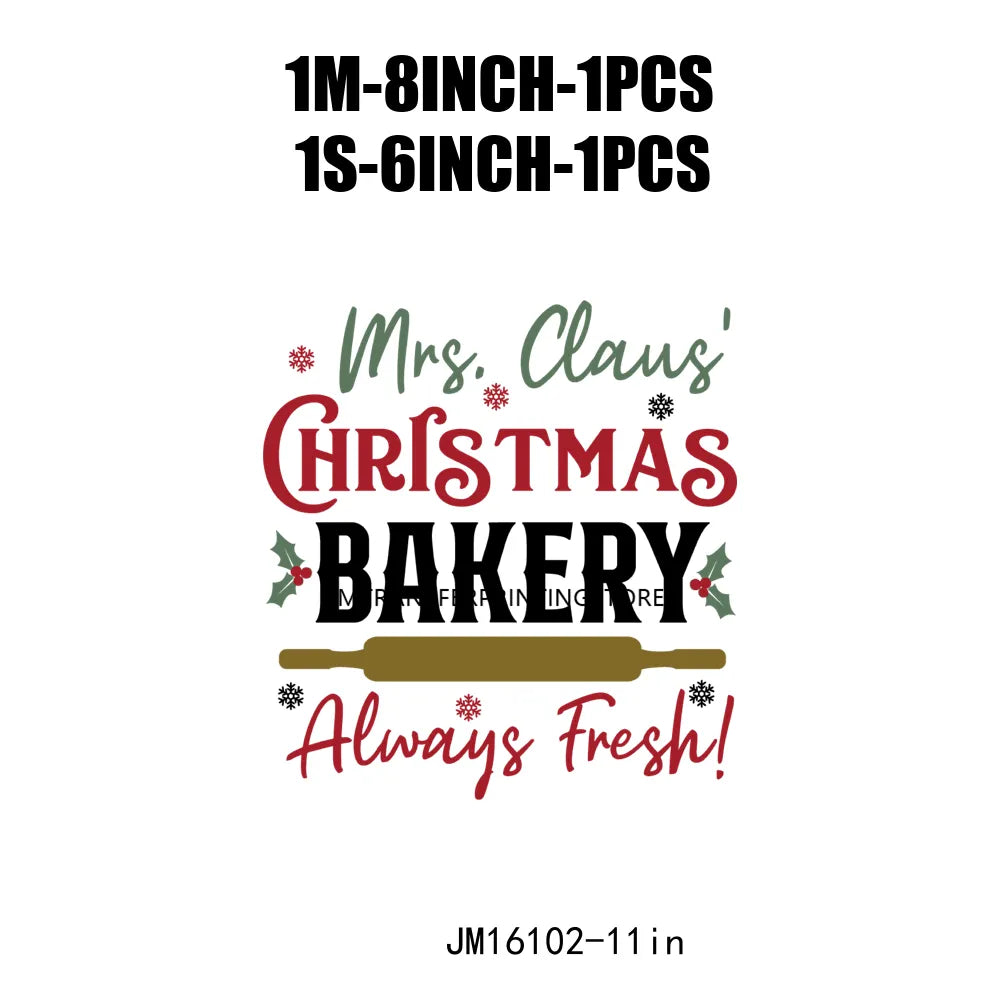 Custom Gingerbread Bakery Holly Jolly Vibes Merry Cookie Christmas Baking Crew Santa's Cookies DTF Transfer Decals For T-Shirt