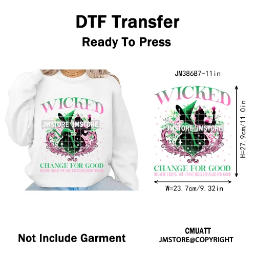 In My Witch Era Pink Goes With Green Coquette Bow Magic Broom Iron on DTF Washable Transfers Stickers Ready to Press for Textile