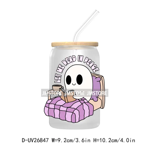 Spooky Halloween Book Club 16OZ UV DTF Cup Wrap Transfer Stickers Custom Labels Waterproof Logo For Libbey Glass Can Fall Season