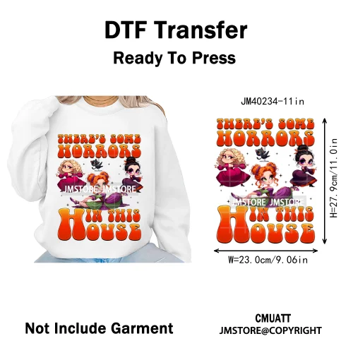 Horror Halloween Movie Witches Social Club Thug Life Coquette Iron on DTF Washable Transfers Stickers Ready to Press for Textile