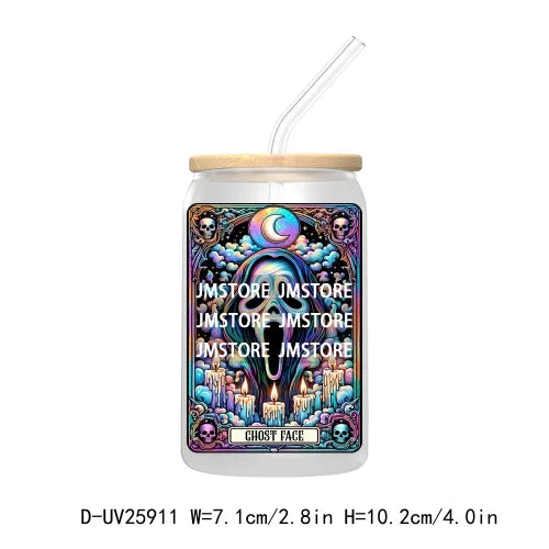 Spooky Skull Halloween Tarot Card UV DTF Transfer Stickers Decals For Libbey Cold Cups Mugs Durable Waterproof Custom Logo Label