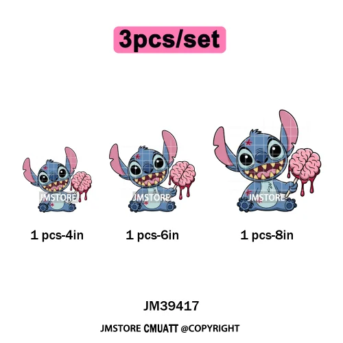 Spooky Vibes Horror Trick Or Treat Cartoon Animal Pumpkin Bats Iron on DTF Washable Transfers Sticker Ready to Press for Hoodies