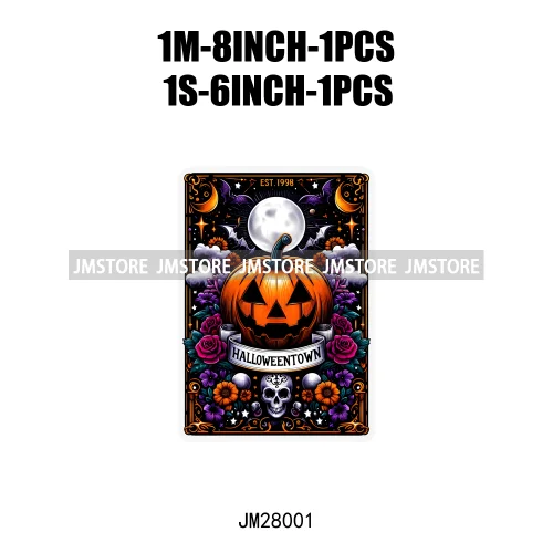 Spooky Halloween Tarot Card Pumpkin Skeleton Ghost Flower Iron On DTF Transfers Stickers Ready To Press For Sweatshirt Bags