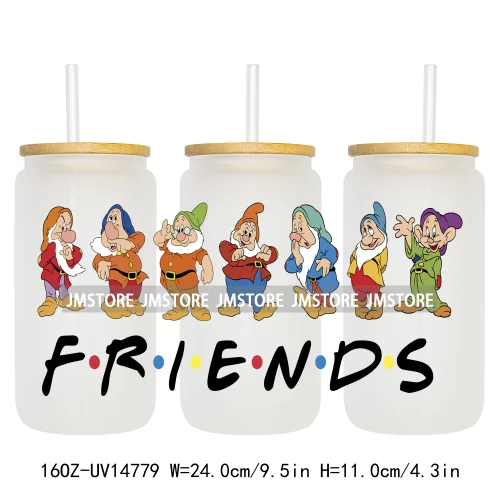Beautiful Princess Cartoon Gnomes UV DTF Wraps Transfer Sticker Ready To Apply Waterproof Logo For 16OZ Libbey Glass Can Tumbler