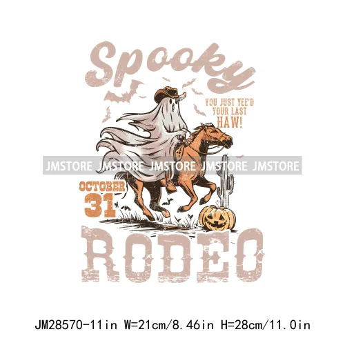 Howdy Pumpkin Ghost Western Fall Vibes Turquoise Coquette Bow Autumn Iron On DTF Transfer Sticker Ready To Press For T-shirts