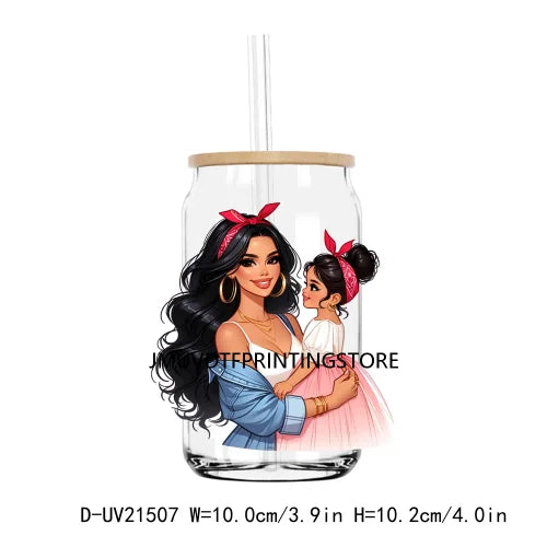 Latina Mama And Daughter UV DTF Transfers Stickers Decals For Libbey Cold Cups Mugs Tumbler Waterproof DIY Logo Mother's Day