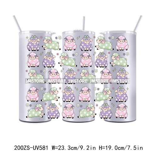 Coquette Easter Peeps Spring Floral Bunny Eggs 20OZ Skinny Tumbler Wrap UV DTF Transfer Stickers Personalized Logo For Tumbler