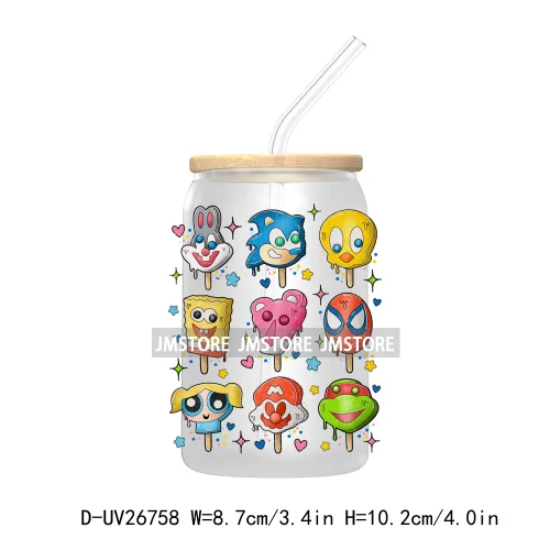 Horror Movies Ice Cream Cartoon Characters UV DTF Transfers Stickers Decals For Libbey Cold Cups Mugs Tumbler Waterproof Logo