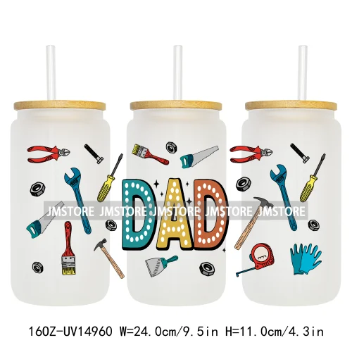 Dad Daily Affirmations Father's Day 16OZ UV DTF Cup Wrap Ready To Apply Waterproof Transfer Sticker For Libbey Glass Can Tumbler