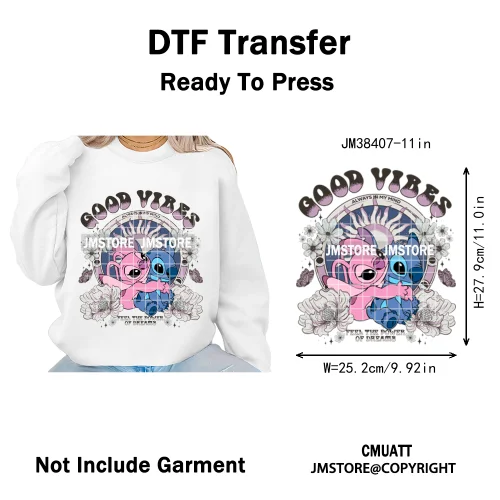 Cute Summer Holiday Life Palm Beach Vibes Cartoon Characters Coquette Iron on DTF Transfers Stickers Ready to Press for Clothing