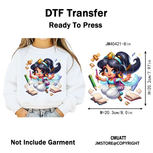 Cartoon Character Back To School Book Teacher School Friends Iron on DTF Washable Transfers Stickers Ready to Press for Textile