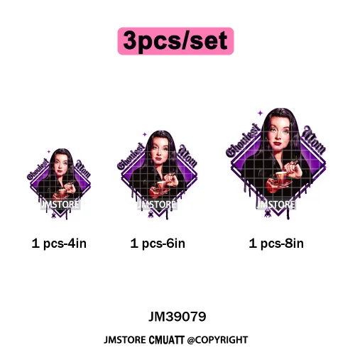Ghoul Mum Witchy Halloween Horror Killer Movie Character Iron on DTF Washable Transfer Stickers Ready to Press for T-shirts Bags
