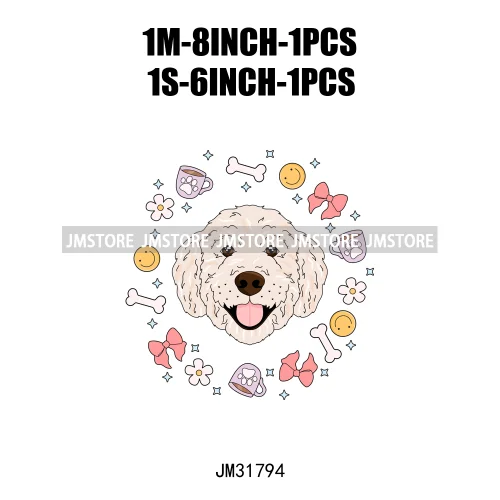 Funny Love Animal Puppy Pet Dogs Cocoa Flower Coquette Design Iron On DTF Transfers Stickers Ready To Press For Sweatshirts Bags