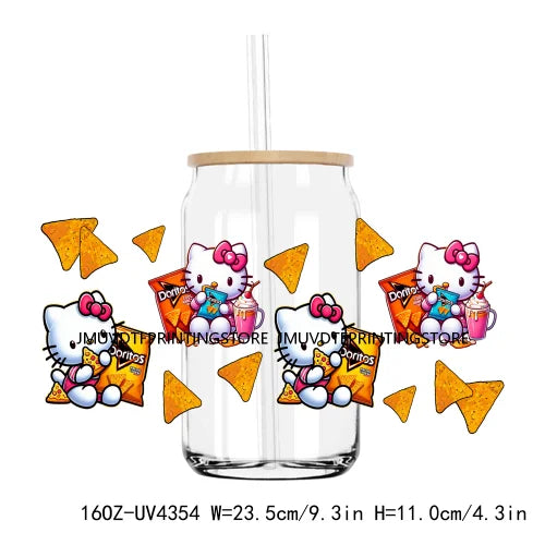 New Mexican Snacks Cartoon Cat Fiesta UV DTF Sticker For 16OZ Libbey Glass Cup Can Wrap Transfer Sticker Custom Labels DIY Logo