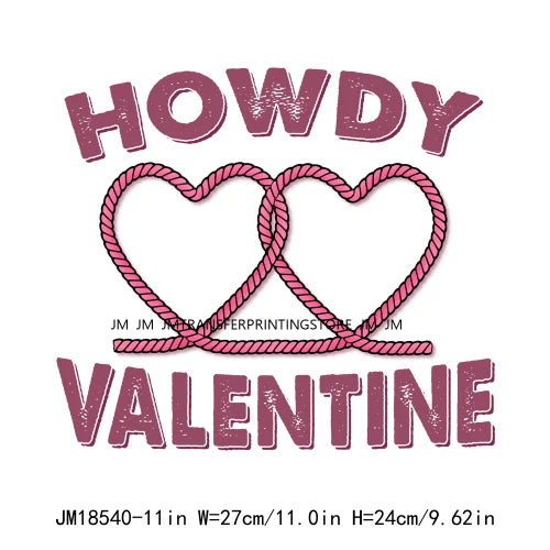 Pink Love Howdy Honey Valentine's Day Printing Designs Iron On Western Cowgirl Boat Hat DTF Transfers Stickers For T-Shirts Bag