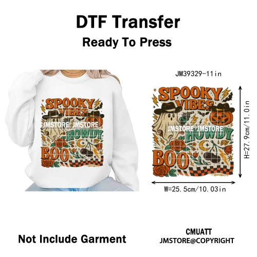 Witchy Goose Howday Pumpkin Boo Ghost Spooky Season Coquette Halloween Iron on DTF Transfers Stickers Ready to Press for Clothes