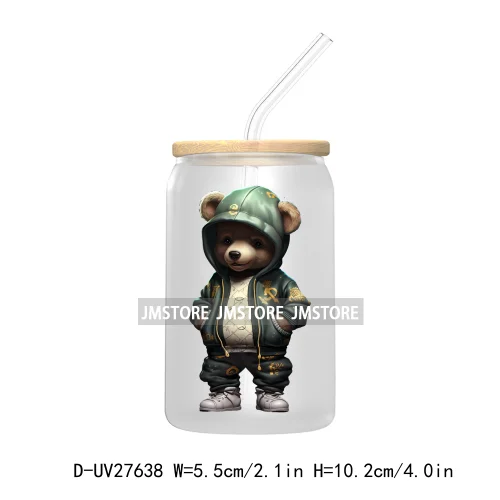 Hip Hop Urban Graffiti Teddy Bear UV DTF Transfer Stickers Decals For Libbey Cold Cups Mugs Tumbler Waterproof Trendy Bears Doll