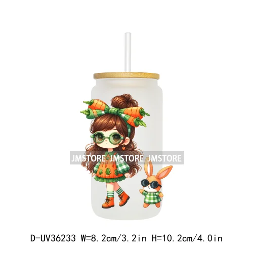 Pretty Girl With Animals UV Sticker Decals For Libbey Cold Cups Mugs Tumbler Transfer Stickers Waterproof High Quality Labels