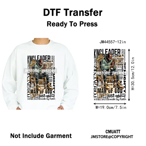 Bible Inspirational Quotes Black Prayer Men of God Religious Iron on Washable DTF Transfers Stickers Ready to Press for Textiles