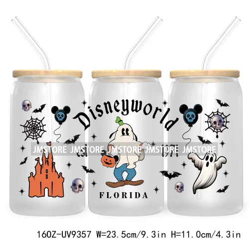 Halloween Mouse And Friends UV DTF Sticker For 16OZ Libbey Glass Cup Can Wrap Transfer Stickers Custom Labels Logo Spooky Vibes