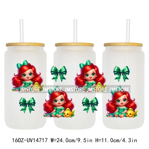 Magical Princess Bow Cartoon Girl 16OZ UV DTF Cup Wraps Ready To Apply Waterproof Transfer Stickers For Libbey Glass Can Tumbler