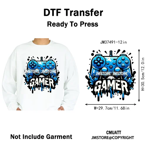 12in Graffiti Hip Hop Music Rap King Lover Video Pro Games Iron on Diy DTF Thermal Transfer Stickers Ready to Press for Clothing