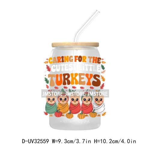 Labor And Delivery Thanksgiving Turkeys Pumpkin Season UV Sticker Decal For Libbey Cold Cups Mug Tumbler Transfer Stickers Nurse