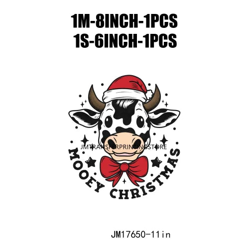 Retro Mooey Howdy Christmas Highland Cow Western Jingle Horse DTF Sticker Sorta Scary Sorta Merry Transfer Printing For Clothes