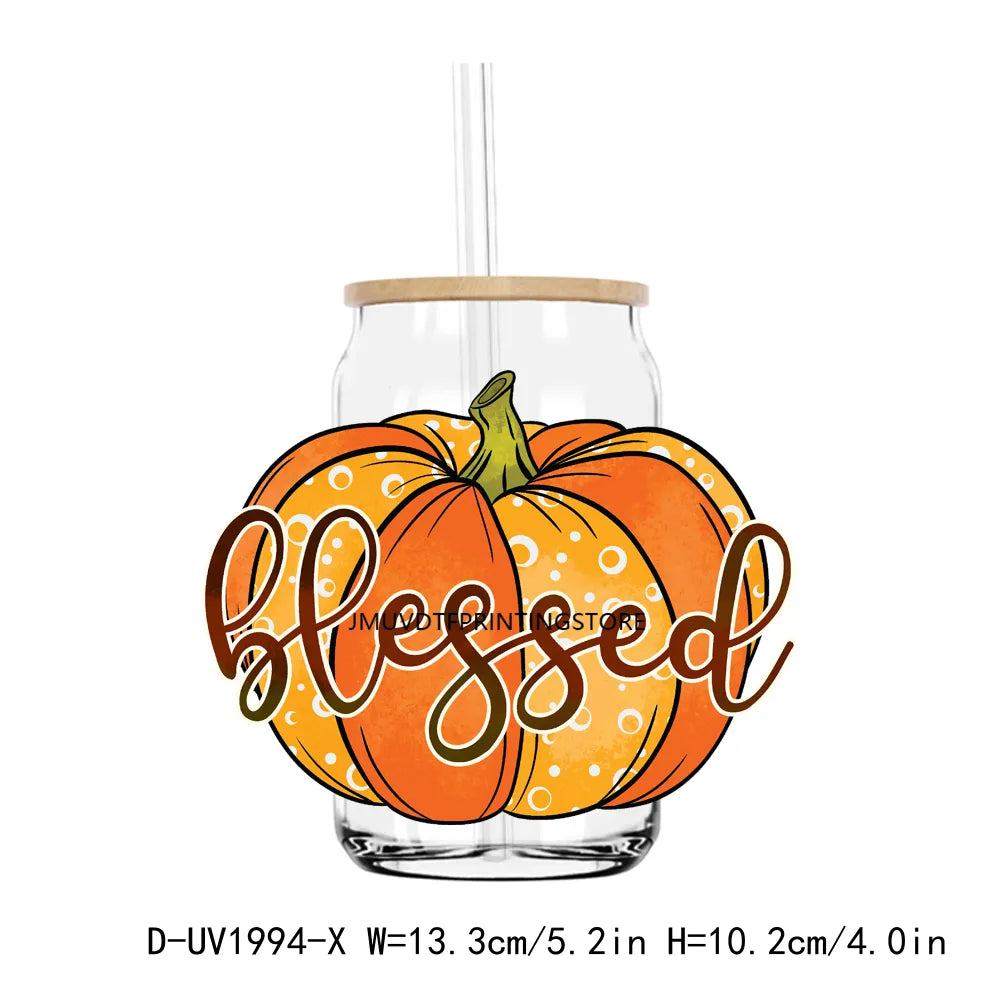 Feelin Pumpkin Spicy Autumn Vibes UV DTF Transfers Stickers Decals For Libbey Cold Cups Mugs Tumbler Waterproof DIY Craft