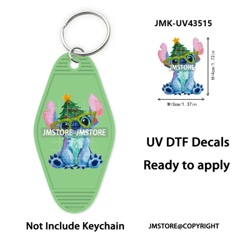 Christmas Santa Cartoon Character UV DTF Keychain Wraps Ready To Apply Waterproof High Quality Decals For Hotel Motel Keychain