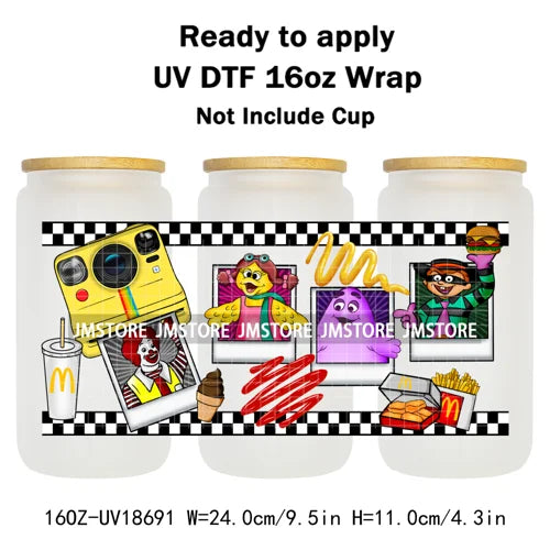 Trendy Girls Coffee Cartoon Bears 16OZ UV DTF Cup Wraps Ready To Apply Waterproof Transfer Stickers For Libbey Glass Can Tumbler