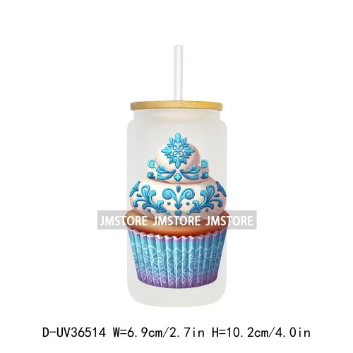 Cartoon Cupcake Sweet Treats UV DTF Transfer Stickers Decals Ready To Apply Waterproof For 16OZ Libbey Glass Can Cups Tumbler