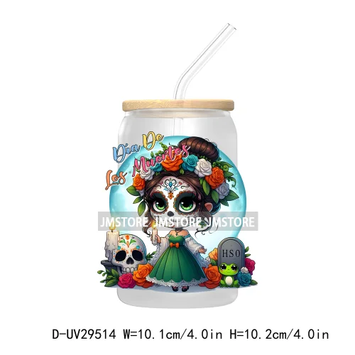 Mexican Culture Day Of The Dead UV DTF Transfer Stickers Decals For Libbey Cold Cups Mugs Tumbler Festive Mexico Sugar Skull