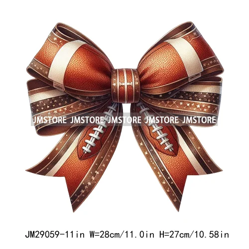 Coquette Bow Fall Football Mom Season Sports Team Thermal Printing Iron On DTF Transfer Stickers Ready To Press For T-shirts Bag