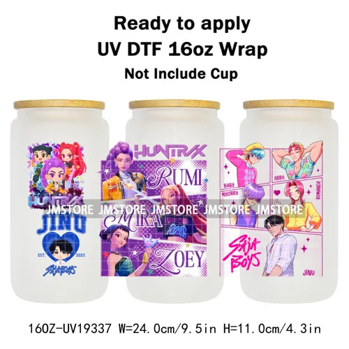 Demon Hunter Merch Derpy Tiger 16OZ UV DTF Cup Wraps Ready To Apply Waterproof Transfer Stickers For Libbey Glass Can Kpop Girls