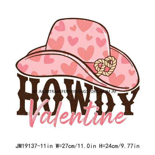 Retro Distressed Western Cowboy Horse Boot Scootin Valentines Day Howday Honey Couple Iron On DTF Transfer Stickers For Clothing