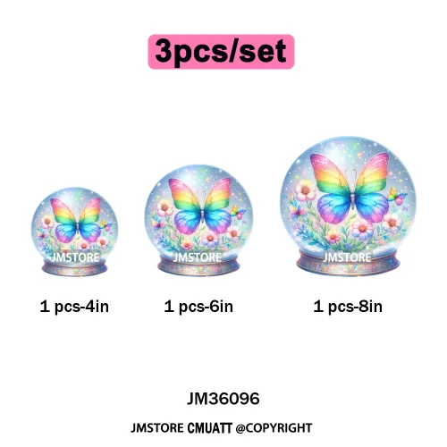 Colorful Sparkling Rainbow Butterflies Flowers Lovers Washable Iron on DTF Transfers Stickers Diy Ready to Press for Clothes