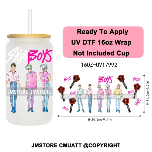 Tiger Demon Hunters Kpop Soda Boys Girl Dinner 16OZ UV DTF Cup Wraps Ready To Apply Transfer Stickers For Libbey Glass Can Mugs
