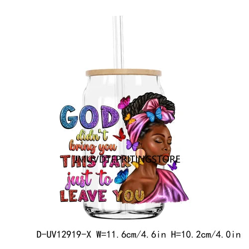 Dope Black Girl Blessed Mom Religious UV DTF Transfers Stickers Decals For Libbey Cold Cups Mugs Tumbler Waterproof DIY Craft