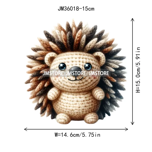 15cm 5.9in Colorful Cute Needle Hook Animal Iron On DTF Heat Transfer Sticker For Clothes Print Vinyl Washable T-Shirt Appliques