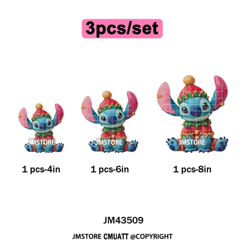 Cute Cartoon Characters Merry Christmas Holiday Gifts Xmas Iron on Washable DTF Heat Transfer Sticker Ready to Press for Clothes