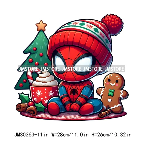 Christmas Cartoon Animal Characters Snow Holiday Santa Tree Gifts Iron On DTF Transfers Stickers Ready To Press For Sweatshirts