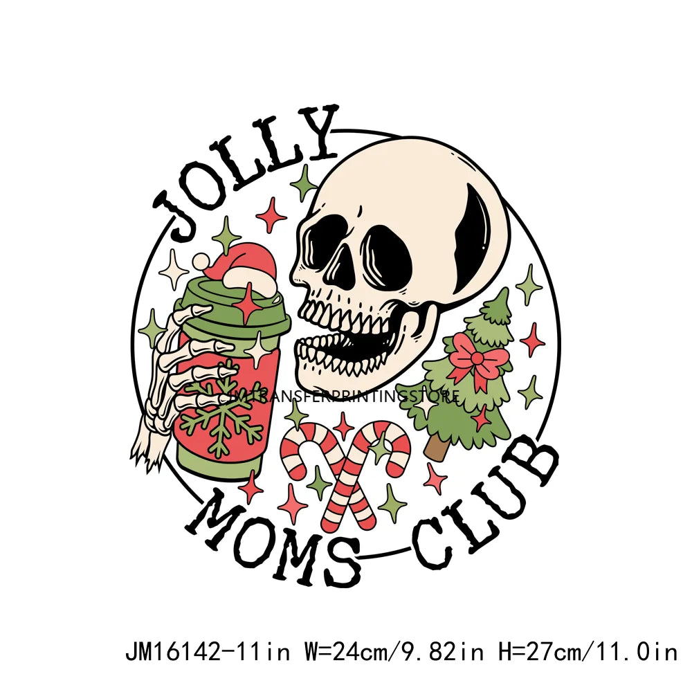 Ho Santa Jolly Moms Club Patch Christmas Calories Don't Count Logo Feelin' Festive On Petty List Transfer Sticker For Clothes