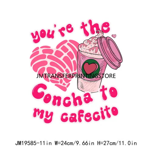 Mexican Latine Valentine's Day Concha Pan Ducle DTF Transfer Iron On Heat Press Sticker For Bag Pillow Hoodies