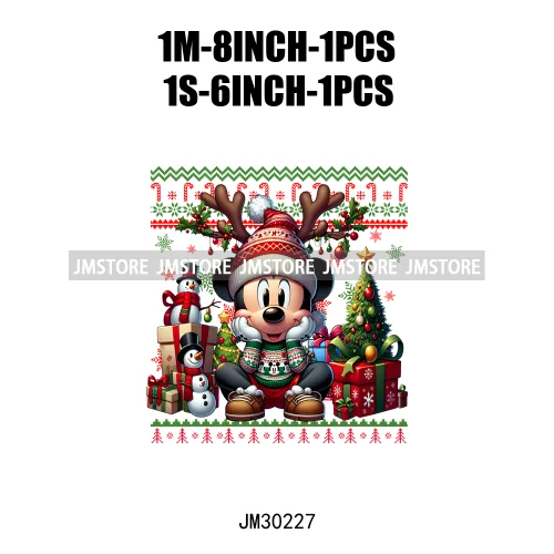 Cartoon Christmas Character Ugly Sweater Friends Deer Winter Holiday Gifts Iron On DTF Heat Press Transfers Stickers For Hoodies